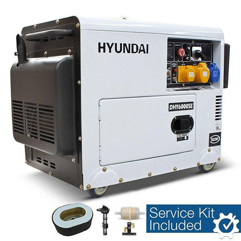 Hyundai DHY6000SE Diesel Generator Silent Standby Genset / 5.2kW / 6.5kVA / 3000rpm / 230v