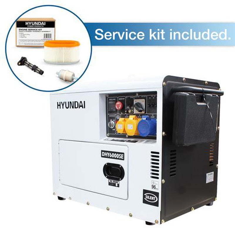 Hyundai DHY6000SE Diesel Generator Silent Standby Genset / 5.2kW / 6.5kVA / 3000rpm / 230v