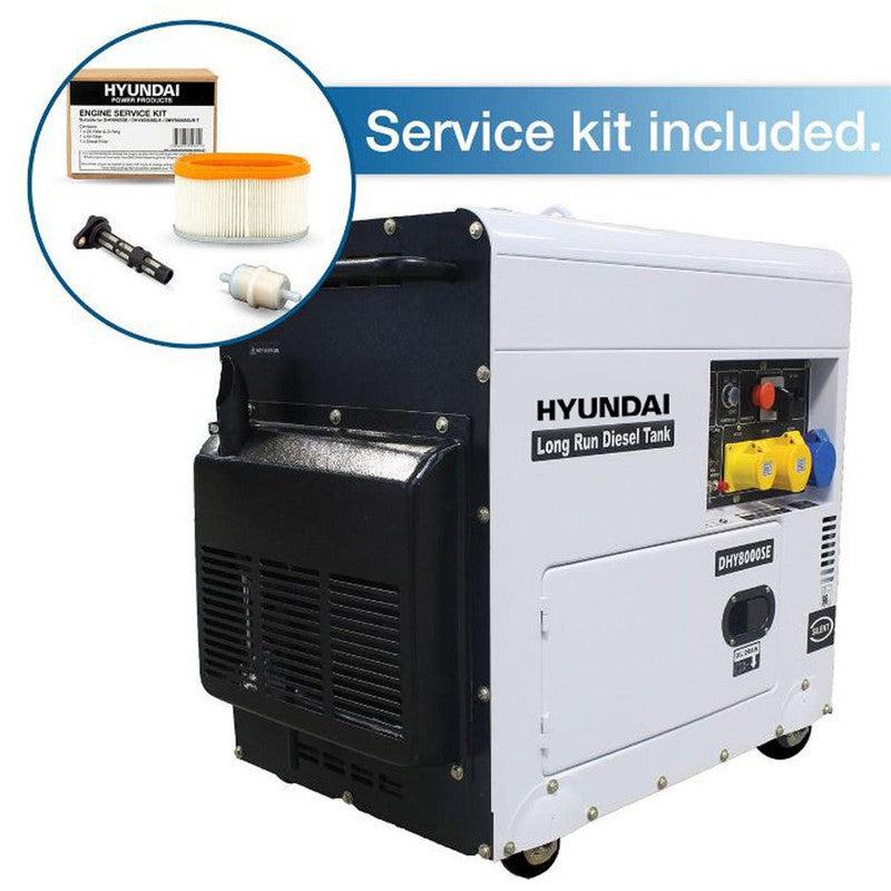 Hyundai DHY8000SELR Silent Diesel Generator / 5.8kW / 7.5kVA / 3000rpm / 230v Single Phase Output