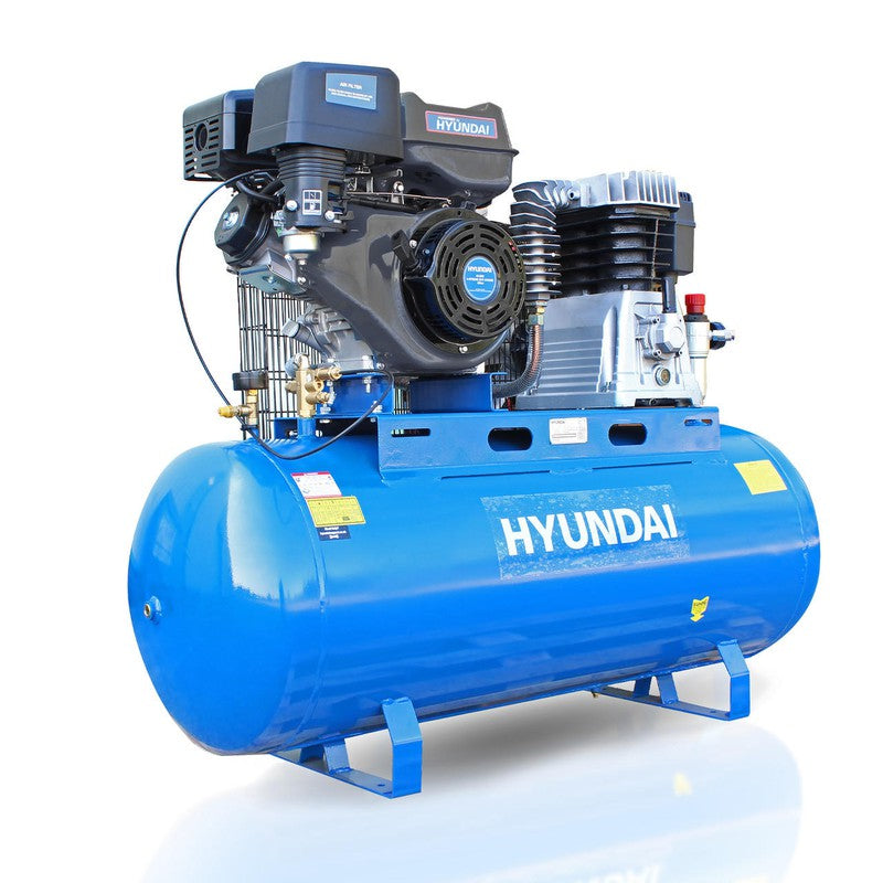 Hyundai HY140200PES Petrol Belt Driven Air Compressor / 29CFM / 145psi / 14hp / 200L