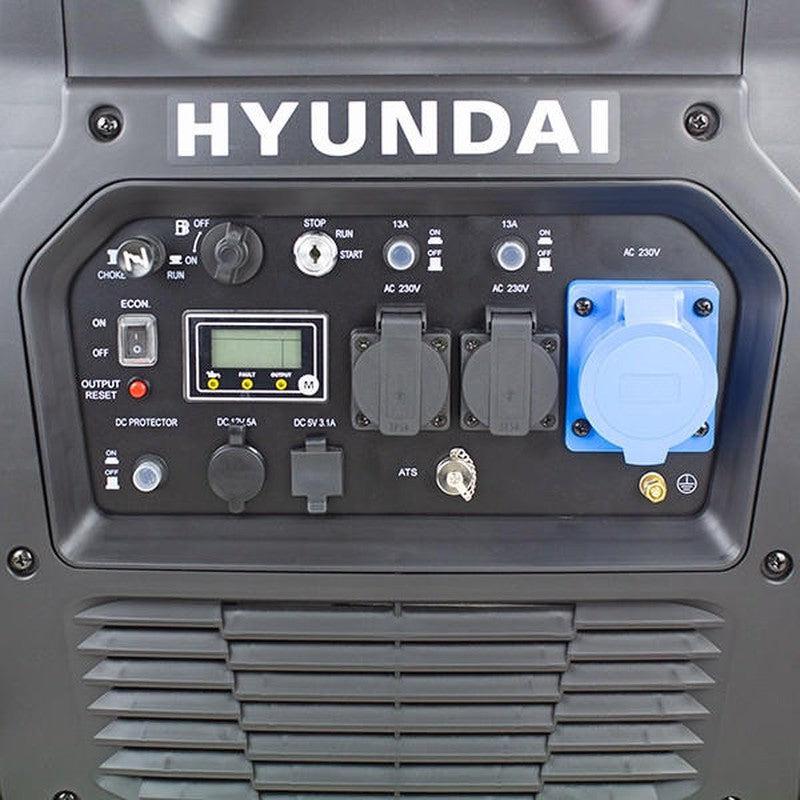 Hyundai HY6500SEi Petrol Inverter Generator Portable With Wheels Pure Sine Wave / 6600W / 6.6kW / DC & USB