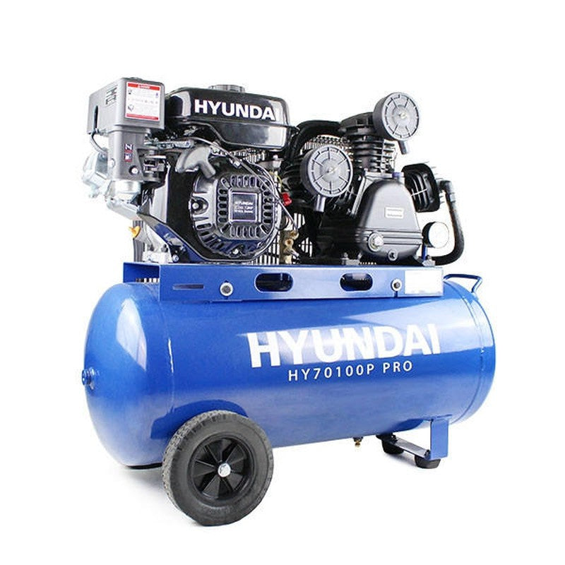 Hyundai HY70100P Heavy Duty Petrol Air Compressor Belt Drive / 7hp / 90L / 10.7CFM / 145psi