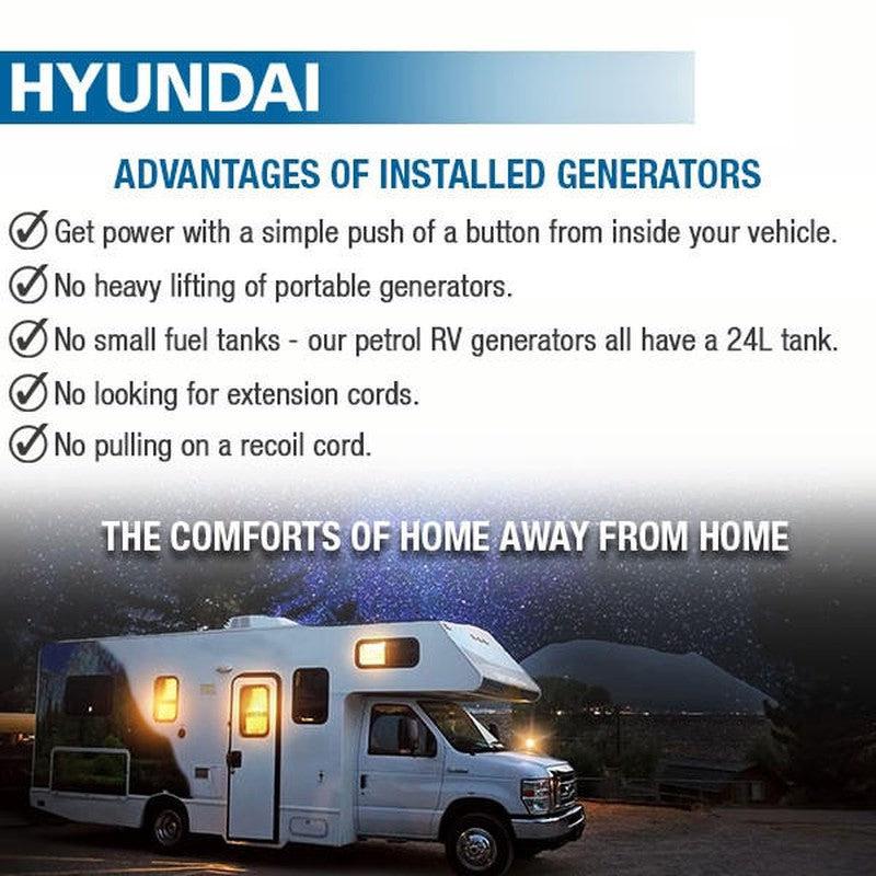 Hyundai HY8000RVi Petrol Underslung Vehicle Mounted RVi Generator Silent Pure Sine Wave Output Includes Fittings & Panel / 7.5kw