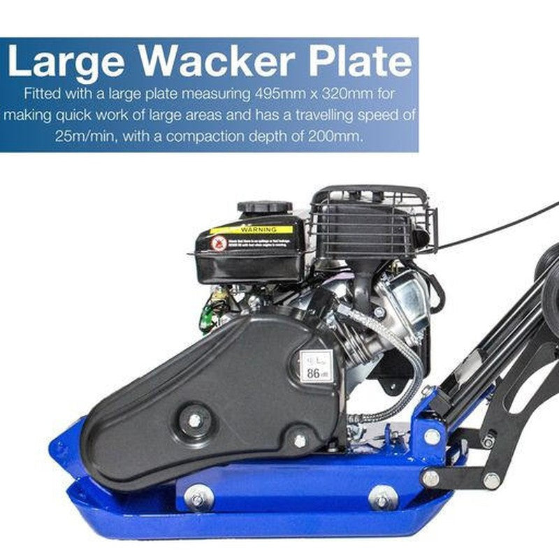 Hyundai HYCP5030 Petrol Wacker Plate Compactor With Wheel Kit and Paving Pad / 50kg / 32cm / 78.5cc