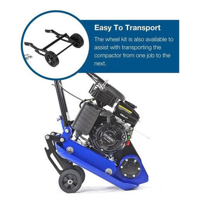 Hyundai HYCP5030 Petrol Wacker Plate Compactor With Wheel Kit and Paving Pad / 50kg / 32cm / 78.5cc