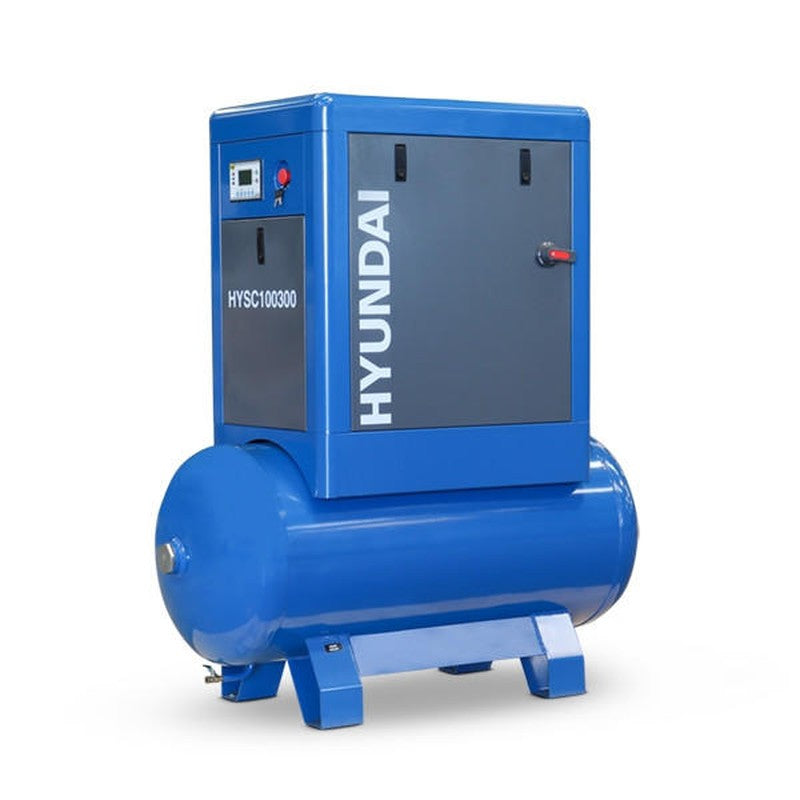 Hyundai HYSC100300 Heavy-Duty Industrial Screw Air Compressor Silent / 300 L / 38 CFM / 145 PSI / 10hp / 400V