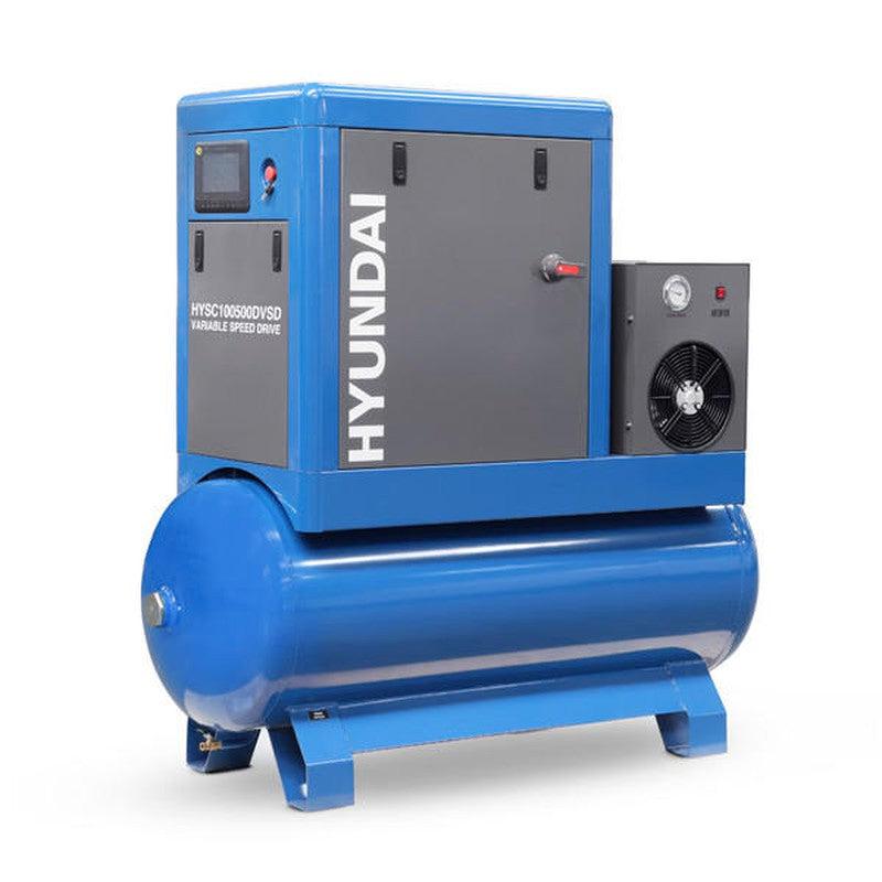 Hyundai HYSC100500DVSD Permanent Magnet Silent Screw Air Compressor with Dryer and Variable Speed Drive / 10hp 500L