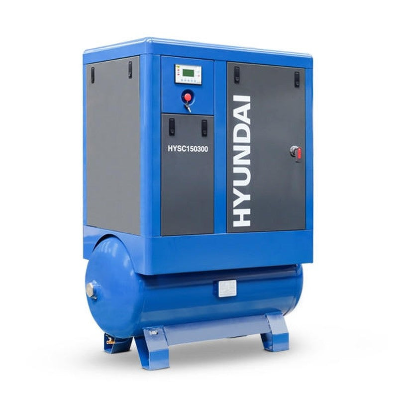 Hyundai HYSC150300 Heavy-Duty Industrial Screw Air Compressor Silent / 400v / 15hp / 300L