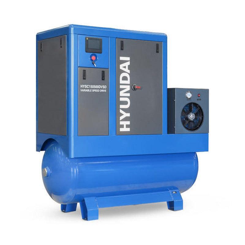 Hyundai HYSC150500DVSD Permanent Magnet Silent Screw Air Compressor with Dryer and Variable Speed Drive / 15hp / 500L