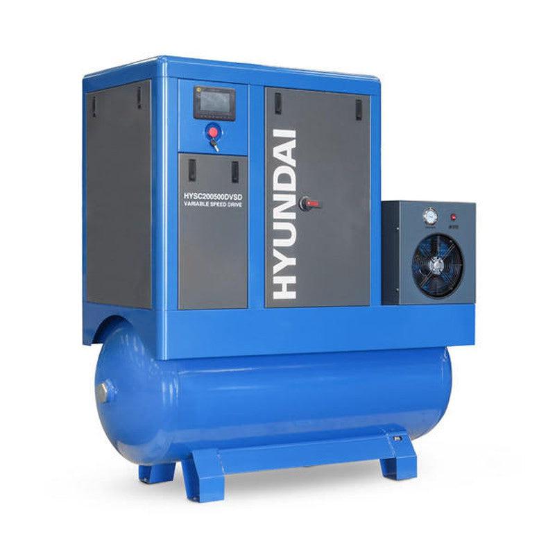 Hyundai HYSC200500DVSD Permanent Magnet Silent Screw Air Compressor with Dryer and Variable Speed Drive / 20hp / 500L