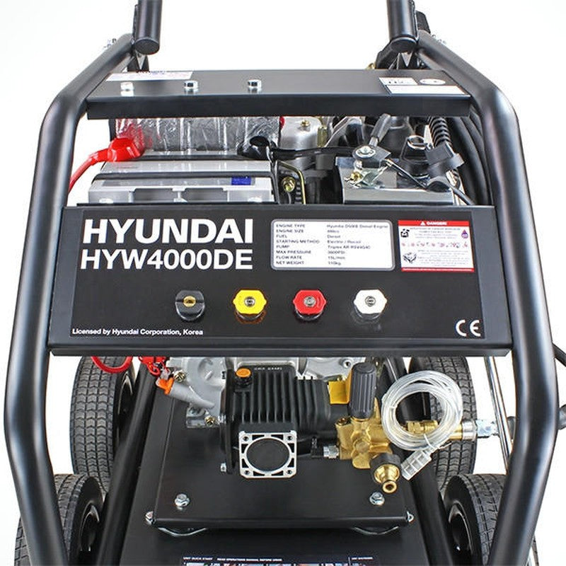 Hyundai HYW4000DE Diesel Pressure Washer / 4000psi / 498cc / 15L/min / 15m Hose