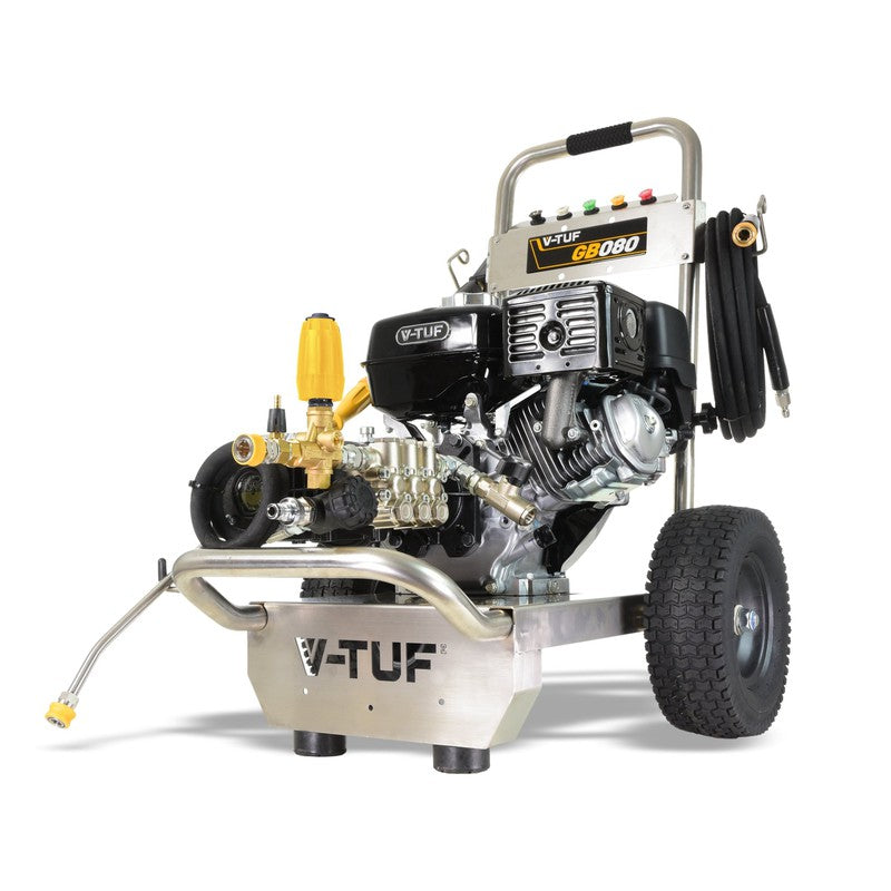 V-TUF GB080 Petrol Pressure Washer Stainless Steel - Industrial Honda GX270QX / 2900 PSI / 200 Bar / 900 LPH / 10M Hose