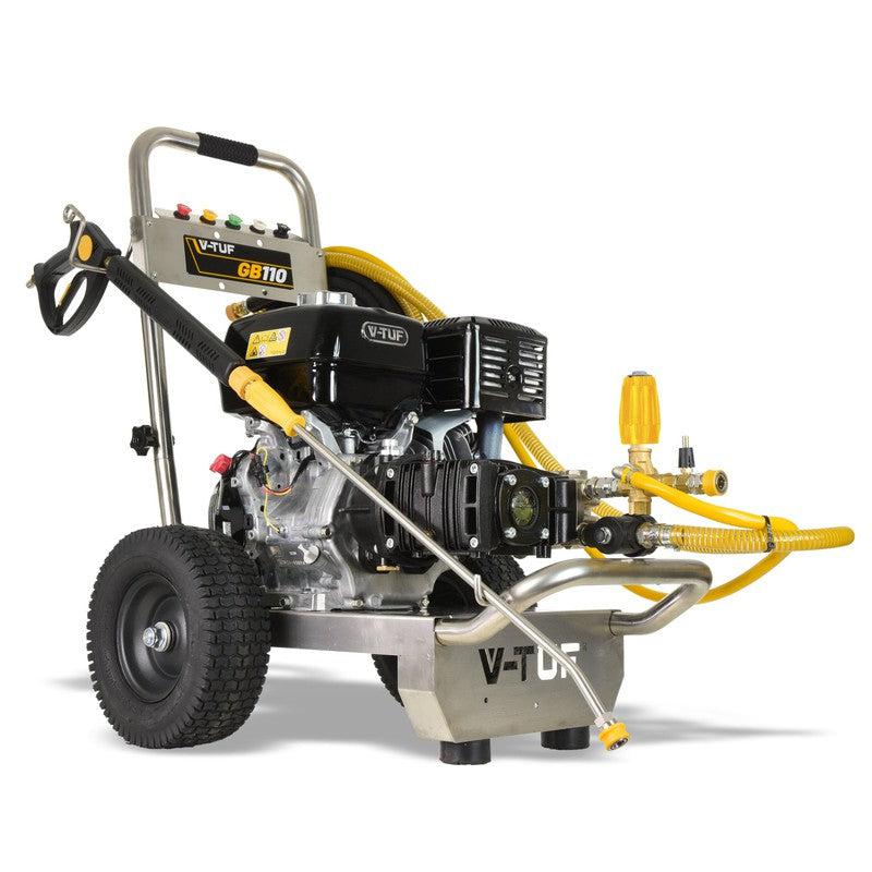 V-TUF GB110 Petrol Pressure Washer Stainless Steel - Industrial Honda GX390QX / 3000 PSI / 200 BAR / 1260 LPH / 10M Hose