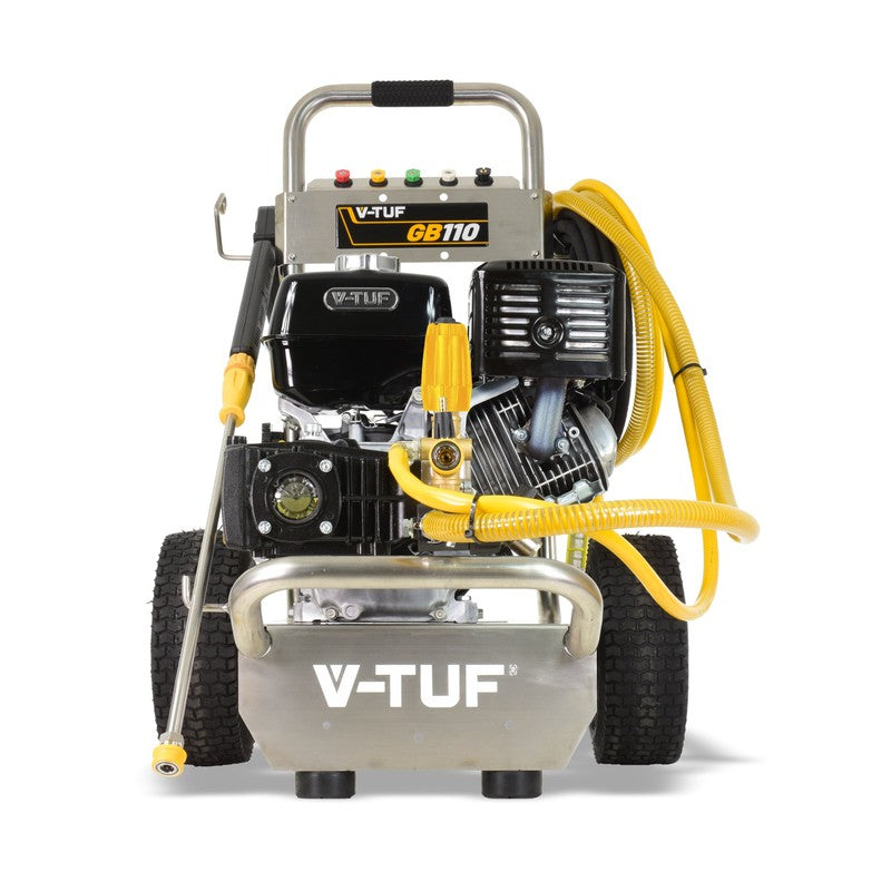 V-TUF GB110 Petrol Pressure Washer Stainless Steel - Industrial Honda GX390QX / 3000 PSI / 200 BAR / 1260 LPH / 10M Hose