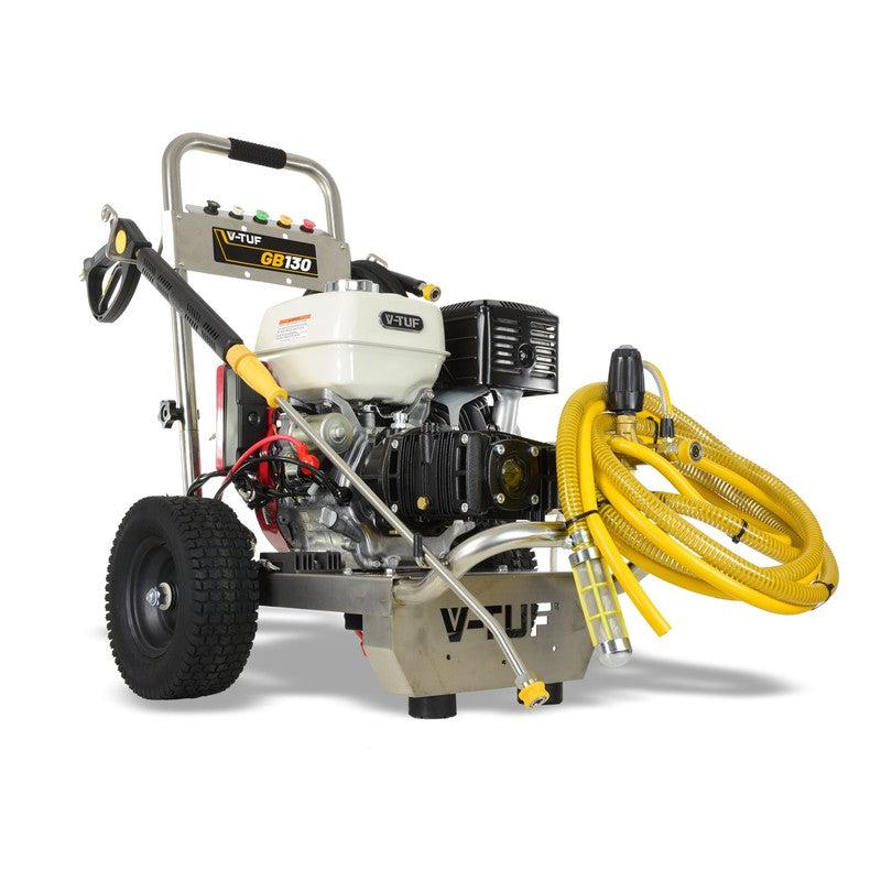 V-TUF GB130SSE Petrol Pressure Washer Stainless Steel - Industrial Honda GX390/ 250 BAR / 900 LPH / 10M Hose