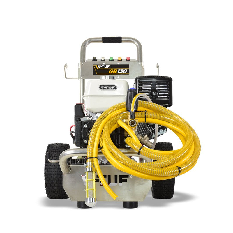 V-TUF GB130SSE Petrol Pressure Washer Stainless Steel - Industrial Honda GX390/ 250 BAR / 900 LPH / 10M Hose