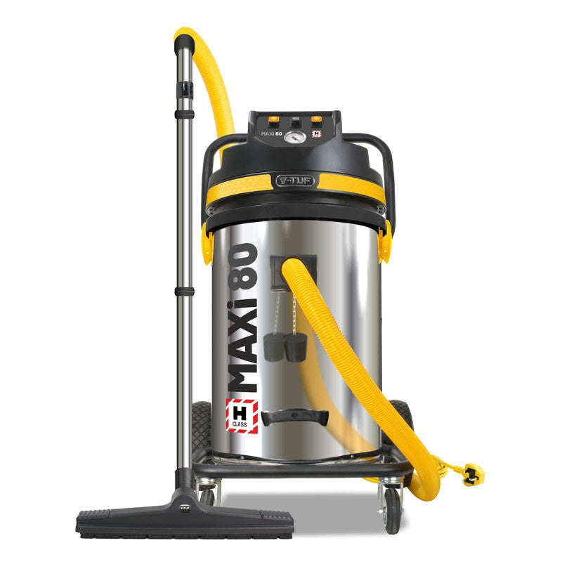 V-TUF MAXIH240-80L Industrial Dust Vacuum Cleaner With Filter Shaker - 3500W 240V 80L H CLASS