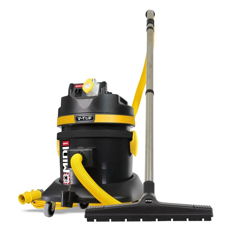 V-TUF MIDIS110 Dust Extractor Industrial Wet And Dry Vacuum with Powertool Syncro - 1400W 110V 21L H-Class