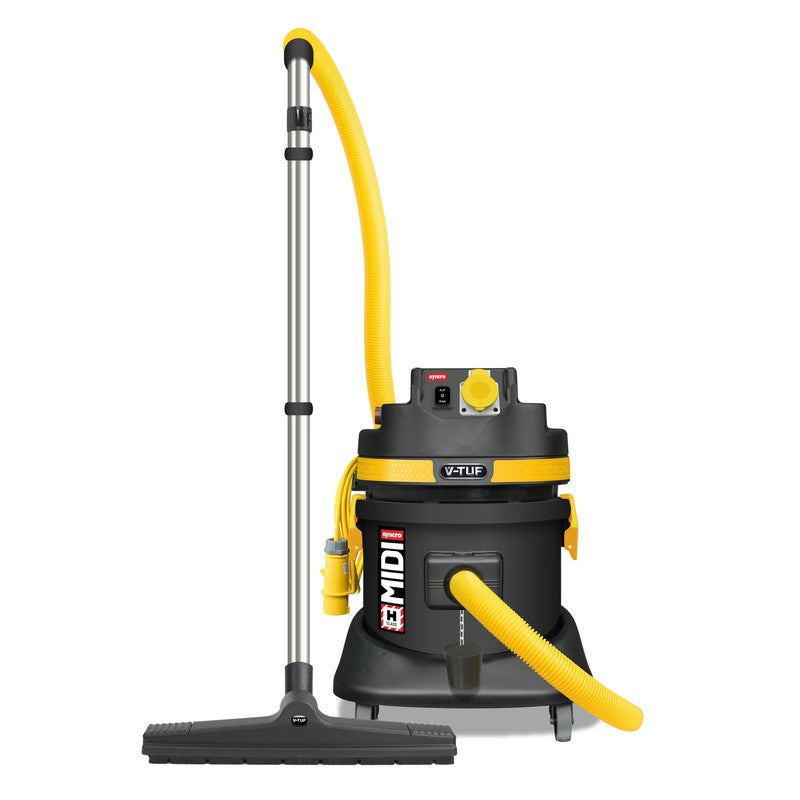 V-TUF MIDIS110 Dust Extractor Industrial Wet And Dry Vacuum with Powertool Syncro - 1400W 110V 21L H-Class